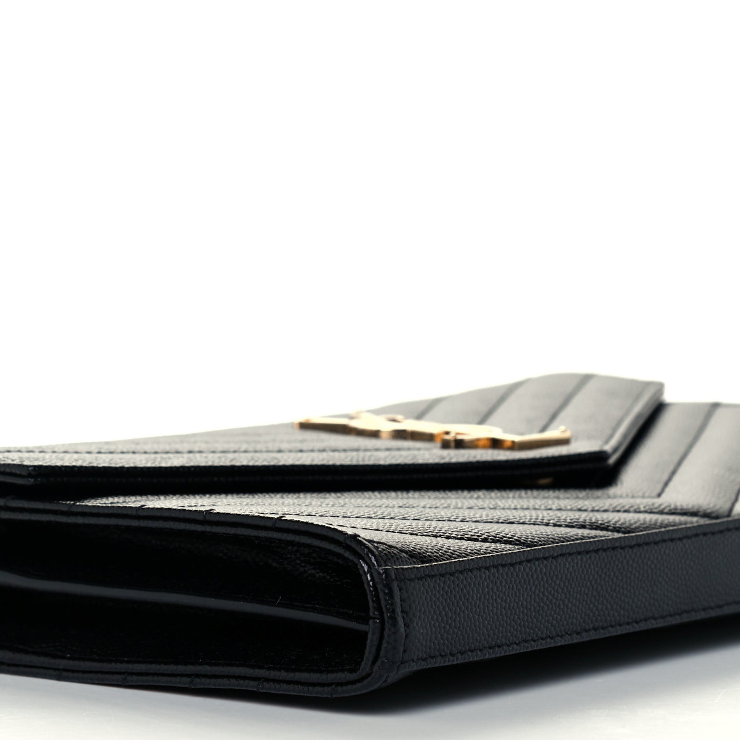 Grain De Poudre Matelasse Chevron Monogram Chain Wallet Black