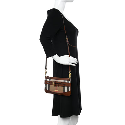 Burberry House Check Bridle Calfskin Peyton Crossbody Dark Tan 2 of 10