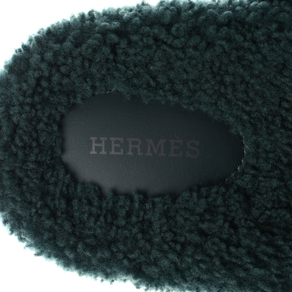 Hermes Woolskin Womens Chypre Sandals 40 Vert Anglais 7 of 8