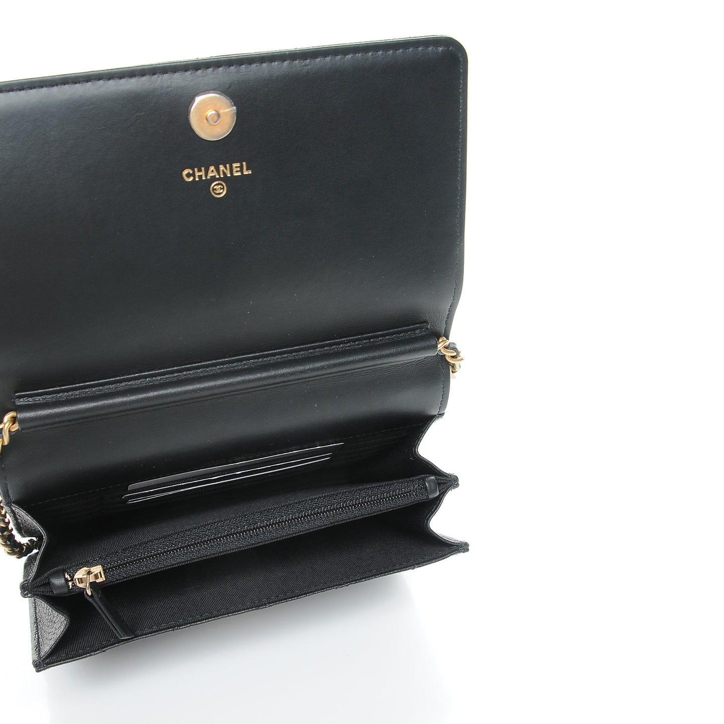 Letter Calfskin Embossed Quilted Square Wallet On Chain WOC Black