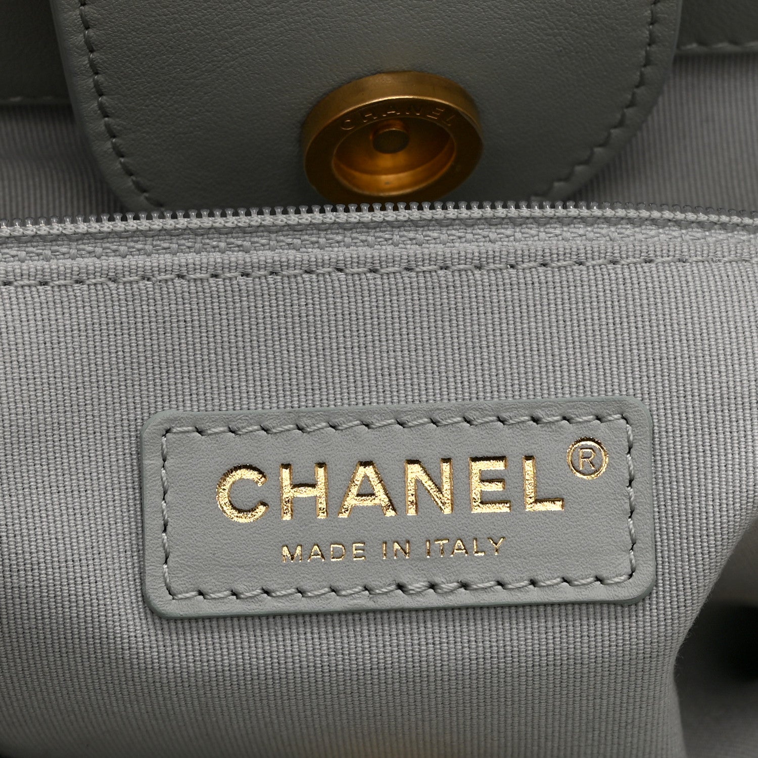 Chanel Calfskin Embossed Small Deauville Tote Light Blue 7 of 12