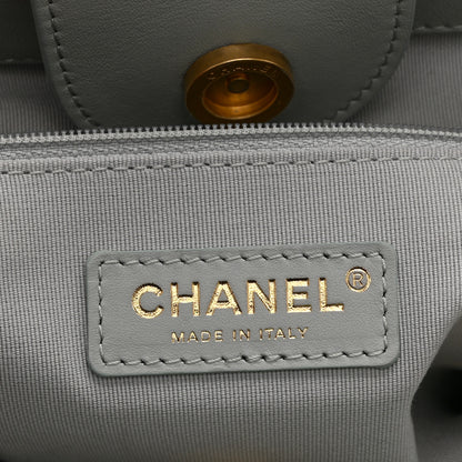 Chanel Calfskin Embossed Small Deauville Tote Light Blue 7 of 12