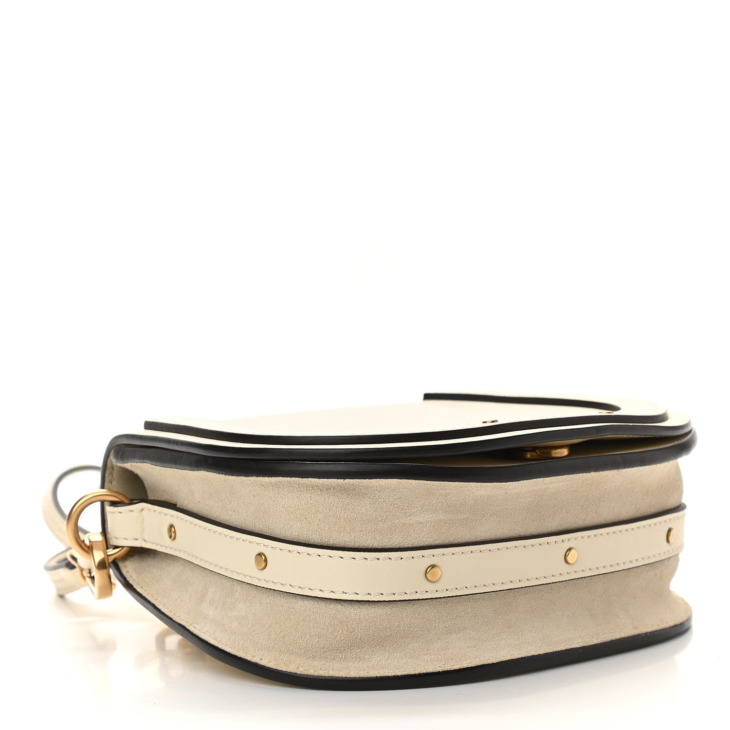 Chloe Calfskin Suede Small Nile Bracelet Bag Off White 4 of 10