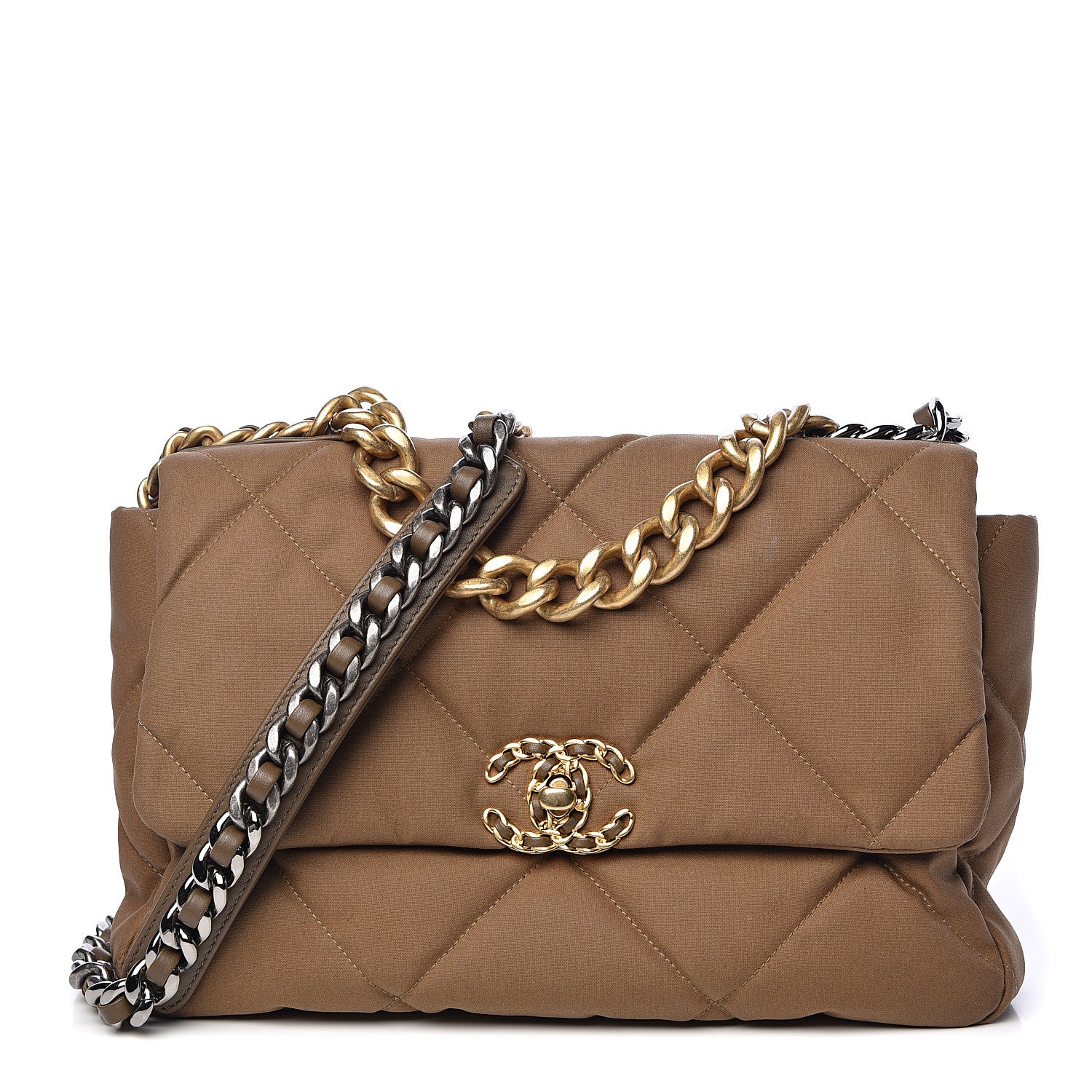 Chanel Canvas Quilted Large 19 Flap Bronze 1 of 11