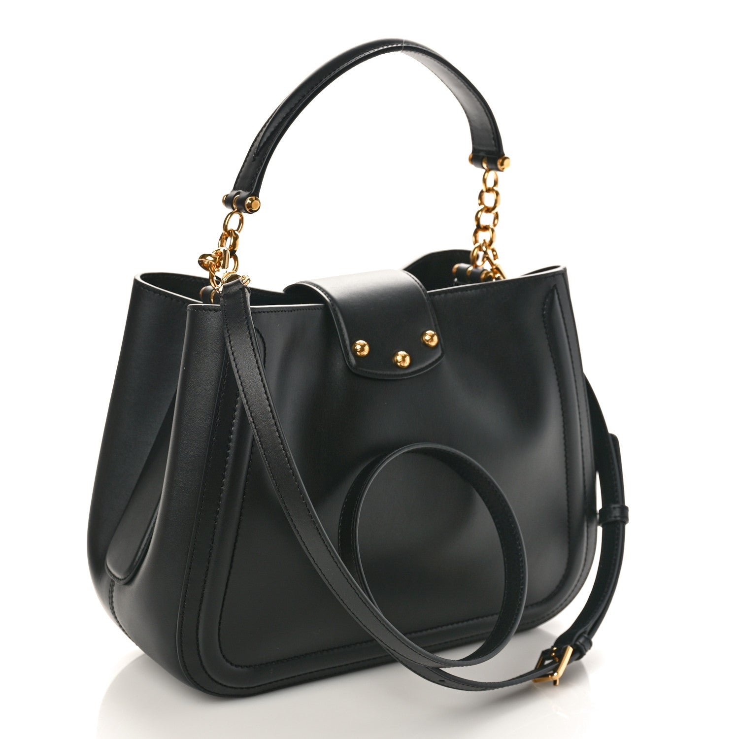 Dolce & Gabbana Smooth Calfskin Small DG Amore Satchel Bag Black 2 of 8