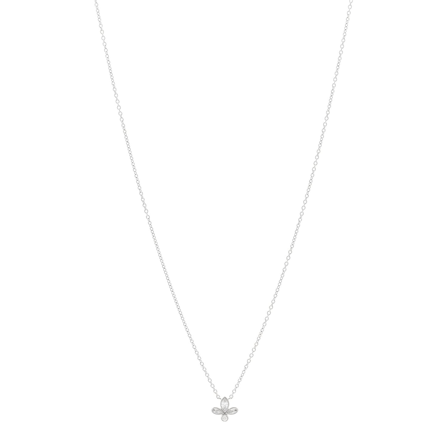 Platinum Diamond Fleur de Lis Pendant Necklace