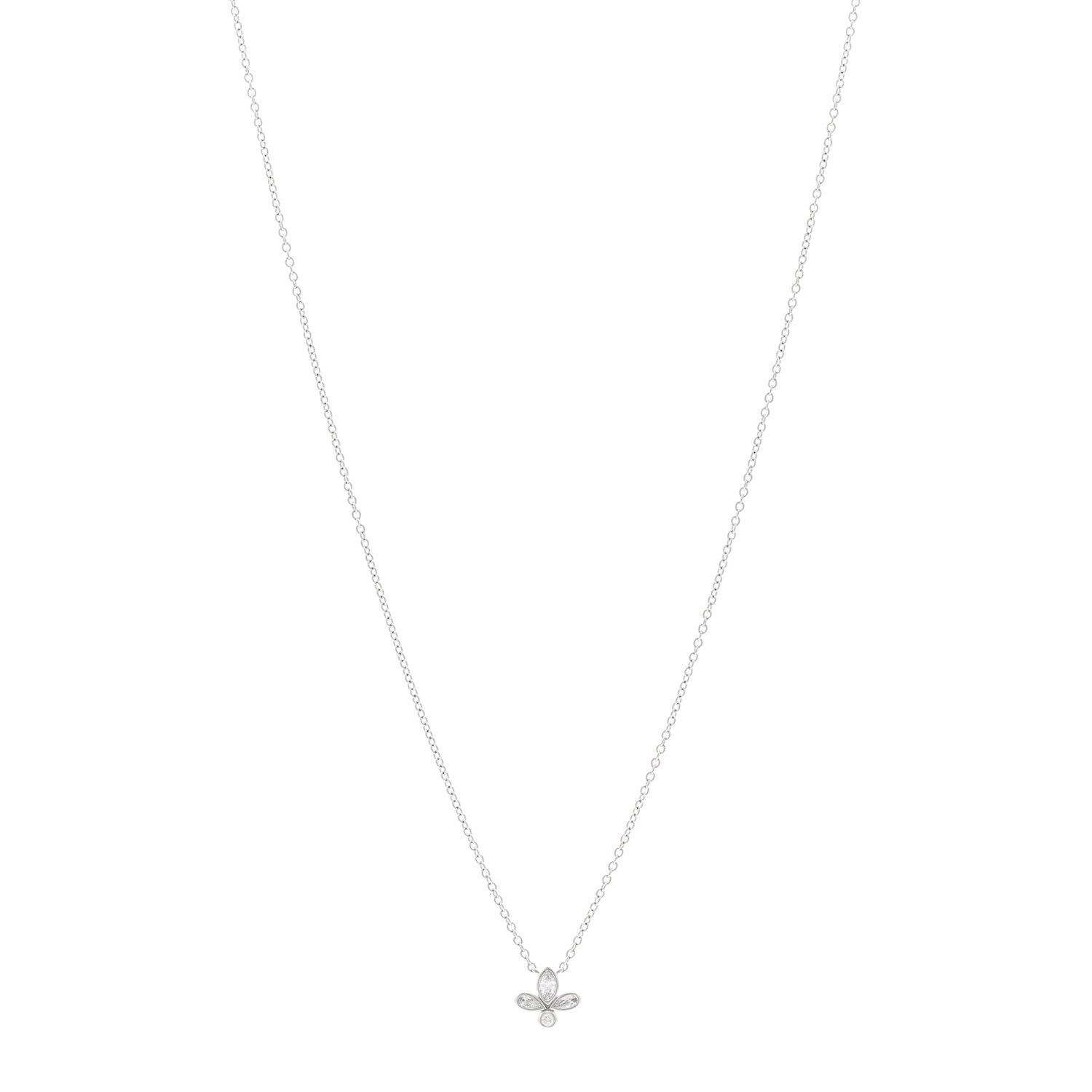 Tiffany Platinum Diamond Fleur de Lis Pendant Necklace 1 of 5