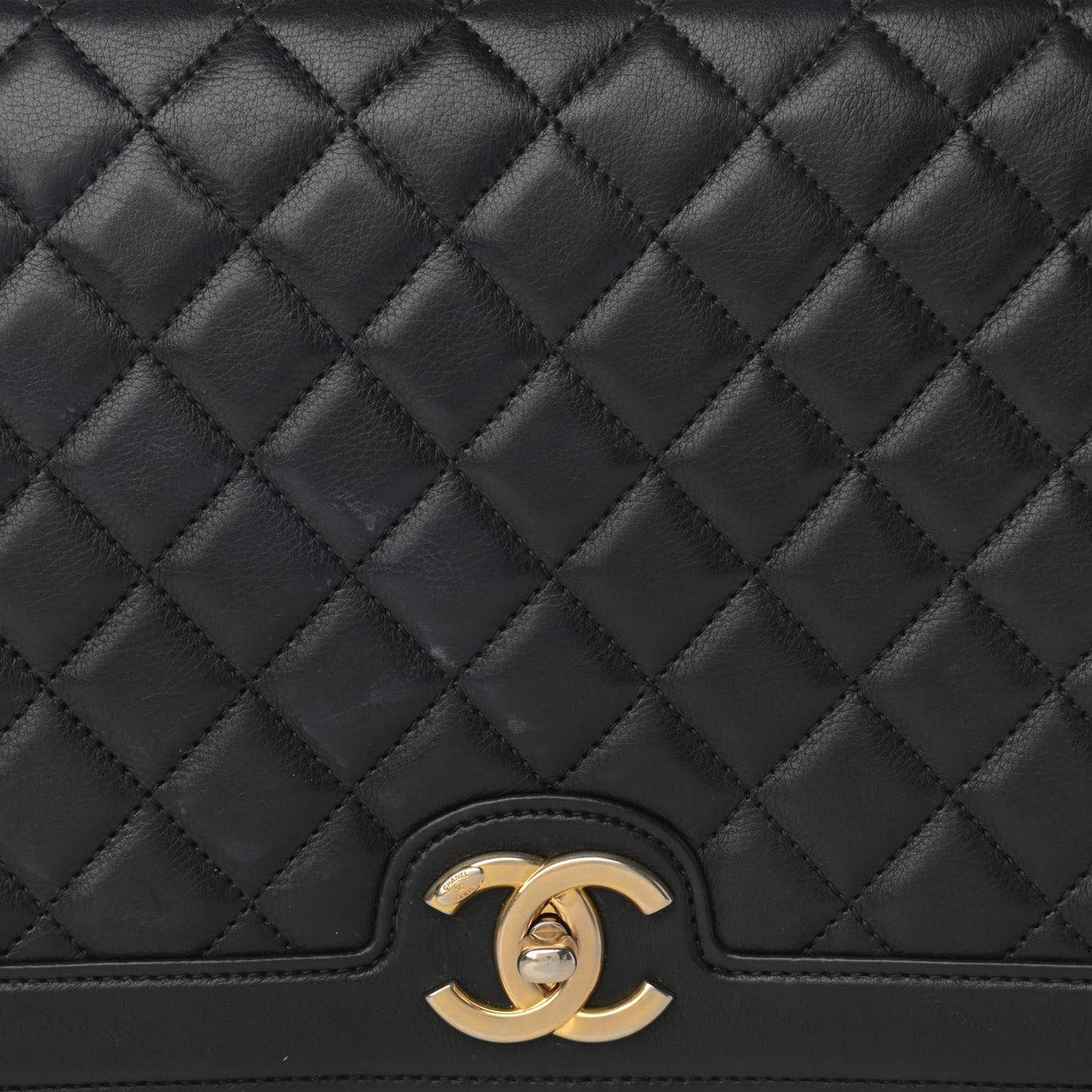 Lambskin Quilted Flap Shoulder Bag Black