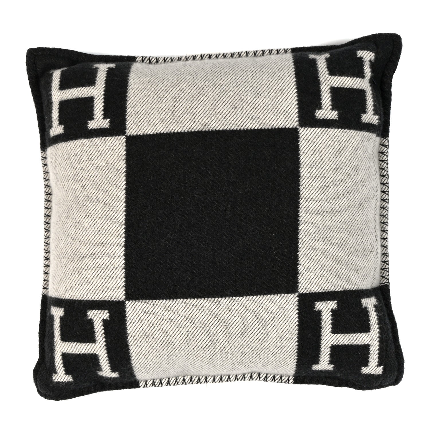 Hermes Wool Cashmere Avalon Pillow PM Ecru Gris Fonce 2 of 3
