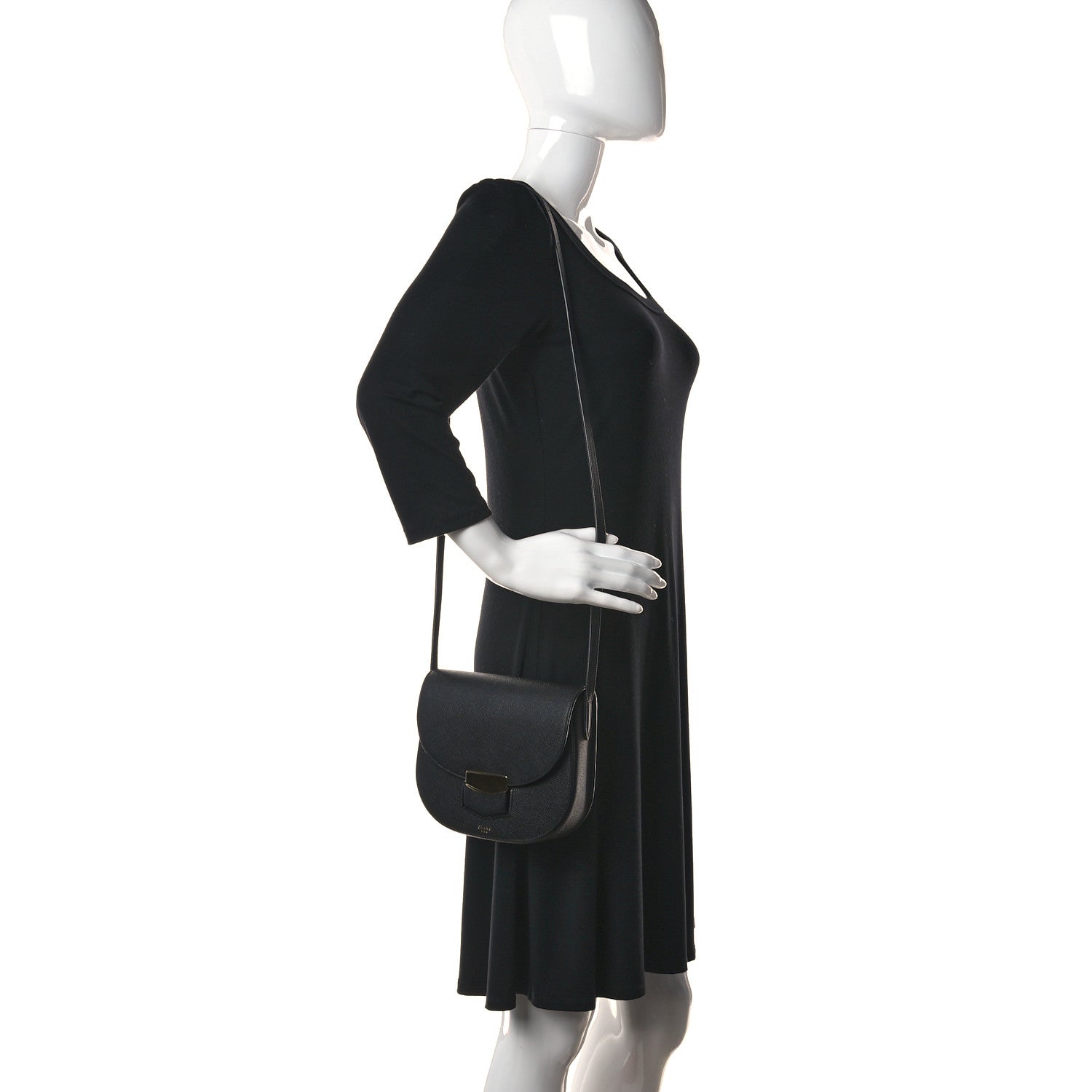 Celine Grained Calfskin Small Trotteur Black 2 of 10