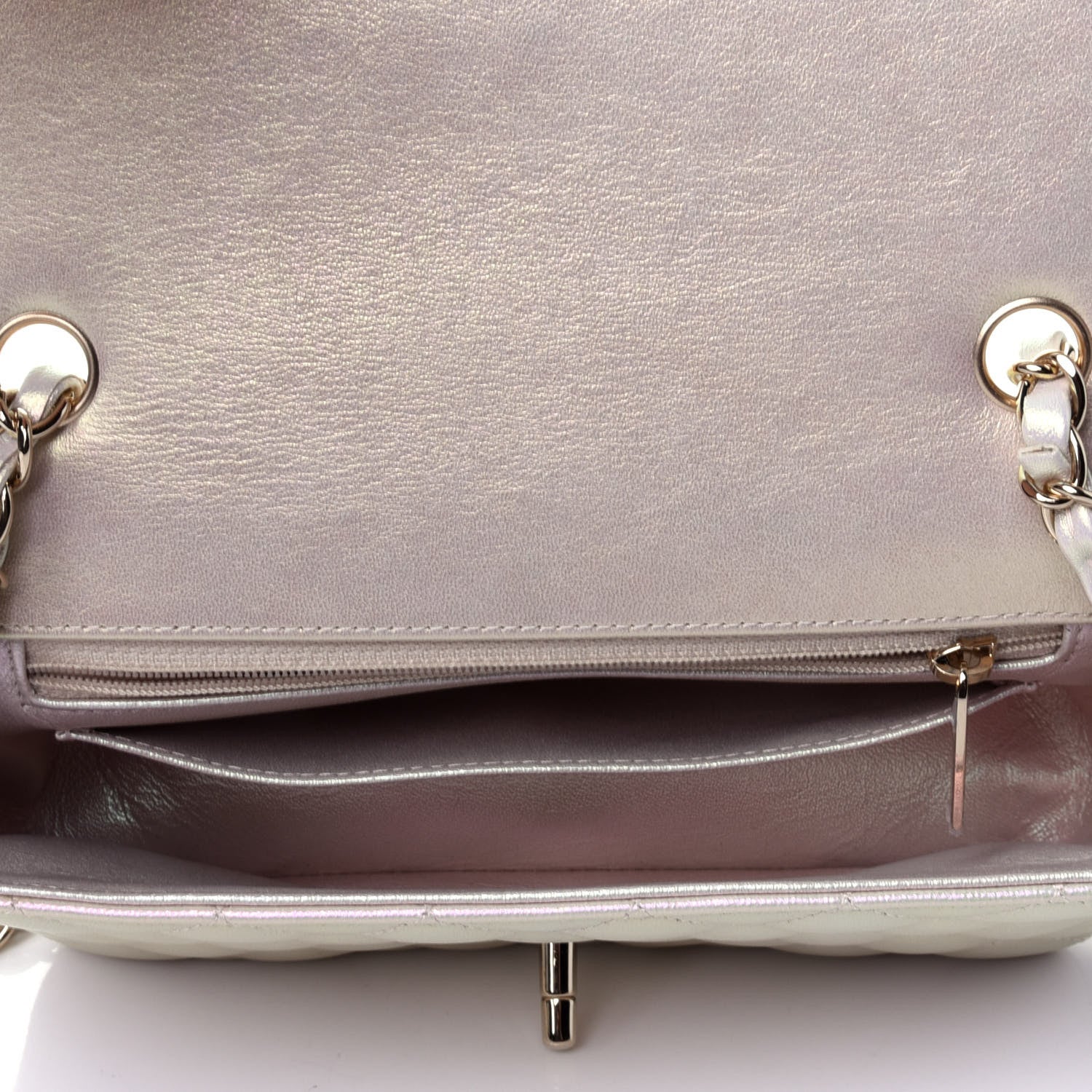 Chanel Iridescent Lambskin Quilted Mini Rectangular Flap Ivory 3 of 4
