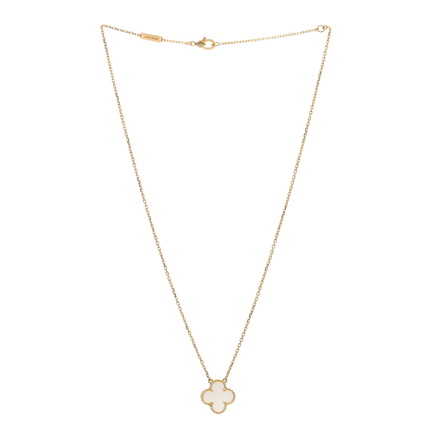 18K Yellow Gold Mother of Pearl Vintage Alhambra Pendant Necklace