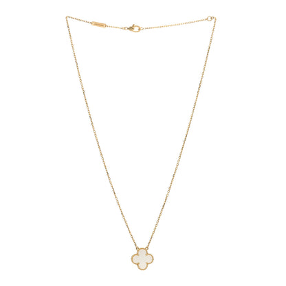 Van Cleef & Arpels 18K Yellow Gold Mother of Pearl Vintage Alhambra Pendant Necklace 3 of 5