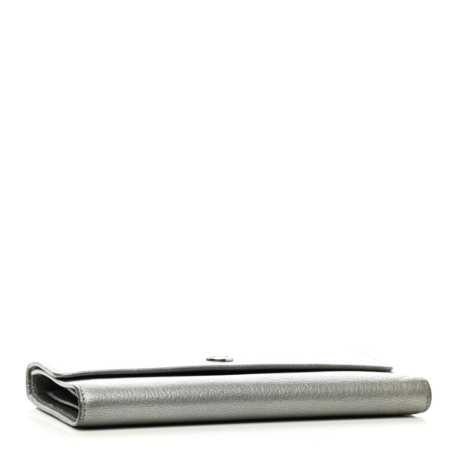 Metallic Goatskin Large Flap Wallet Silver