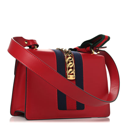 Gucci Calfskin Small Sylvie Shoulder Bag Hibiscus Red 3 of 11