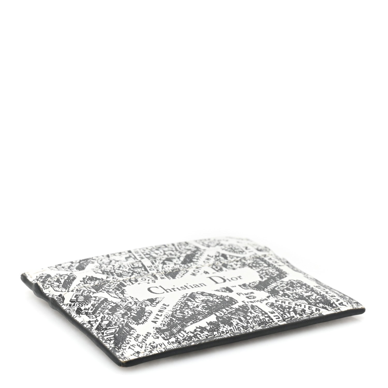 Christian Dior Calfskin Plan De Paris Print Card Holder White Black 4 of 12