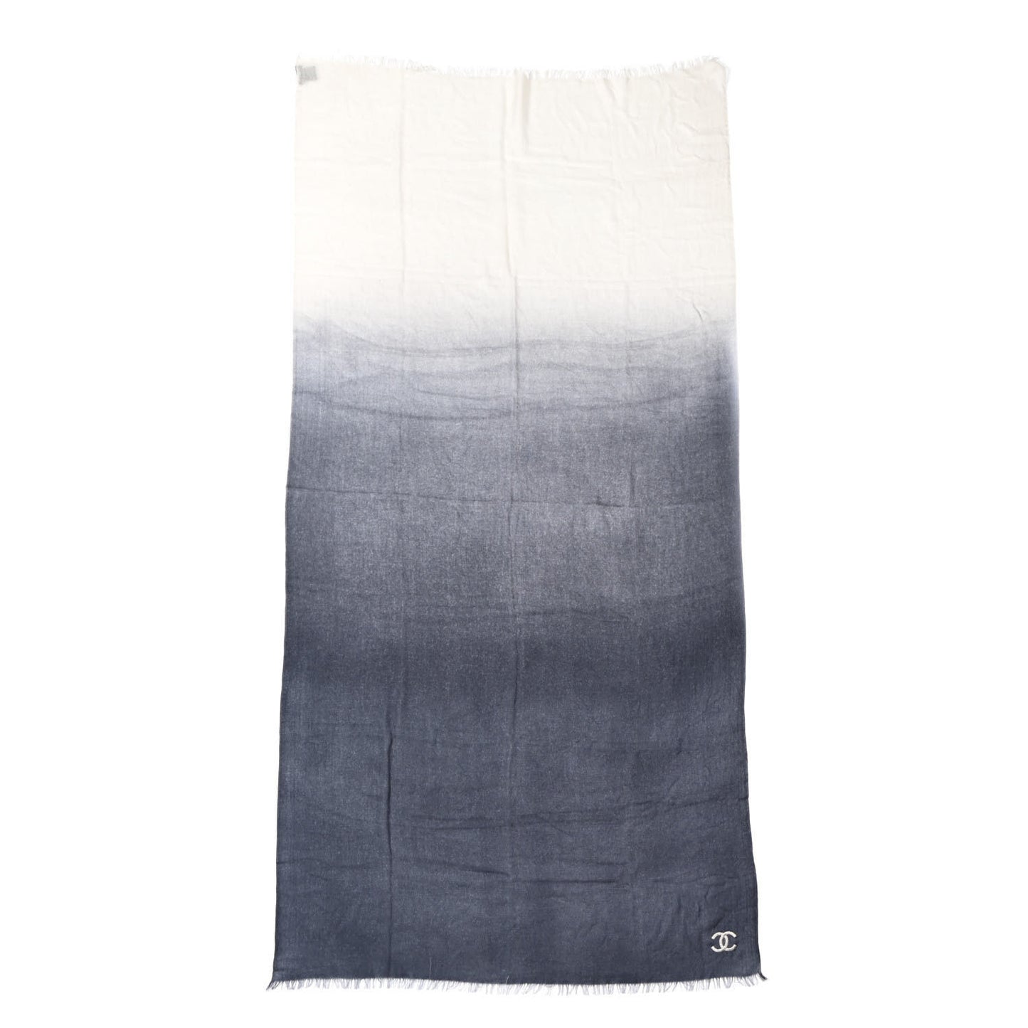Cashmere Silk Ombre CC Scarf Ivory Blue