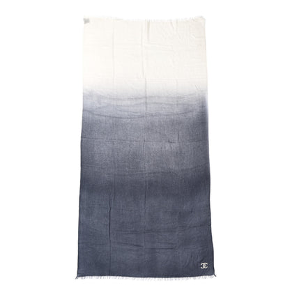 Chanel Cashmere Silk Ombre CC Scarf Ivory Blue 1 of 6