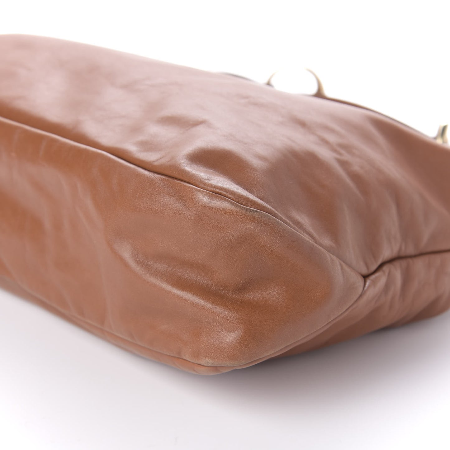 Leather Medium Horsebit Chain Hobo Tan