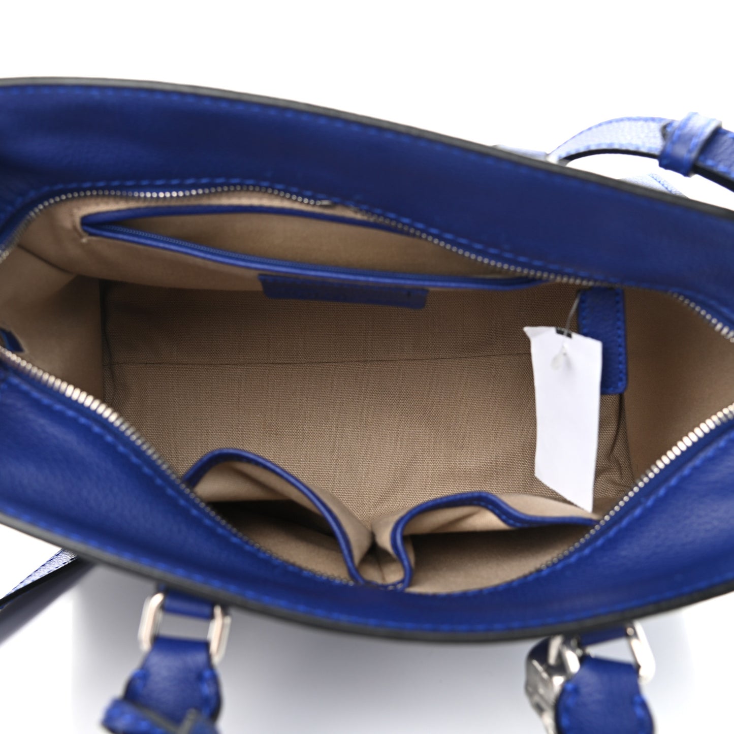 Pebbled Calfskin Small Skull Padlock Zip Around Tote Ultramarine