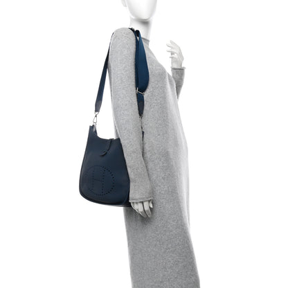 Hermes Taurillon Clemence Evelyne III PM Bleu De Prusse 2 of 10