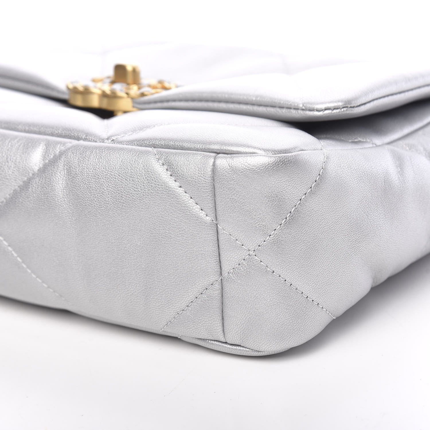 Chanel Metallic Goatskin Quilted Medium 19 Flap Silver 8 of 10