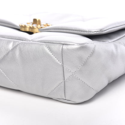 Chanel Metallic Goatskin Quilted Medium 19 Flap Silver 8 of 10