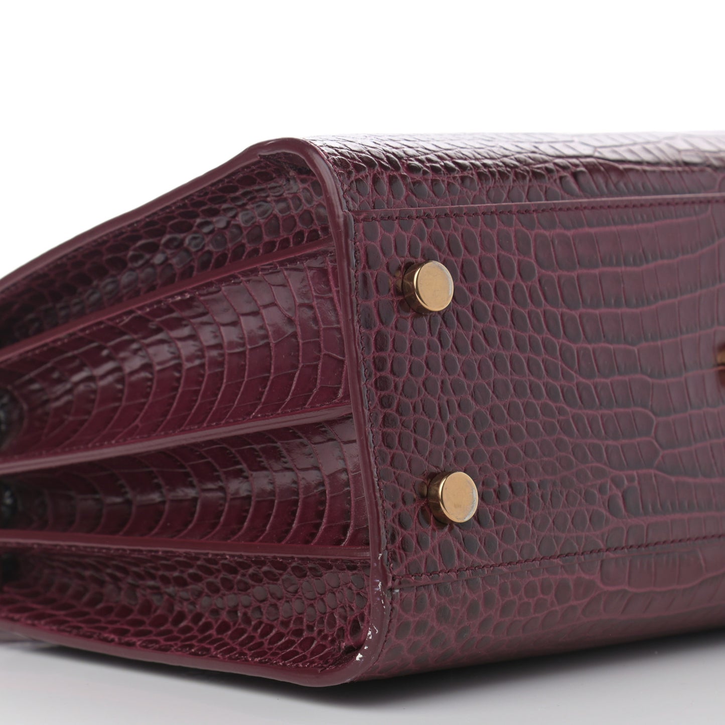 Calfskin Crocodile Embossed Baby Sac De Jour Rouge