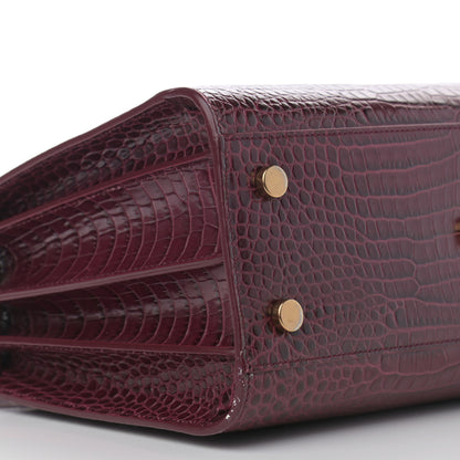 Saint Laurent Calfskin Crocodile Embossed Baby Sac De Jour Rouge 8 of 13