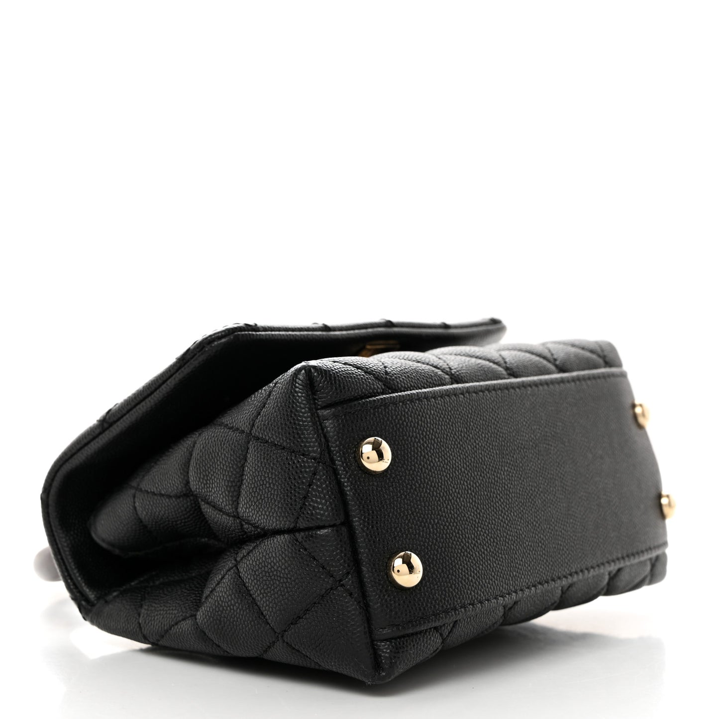Caviar Lizard Embossed Quilted Extra Mini Coco Handle Flap Black