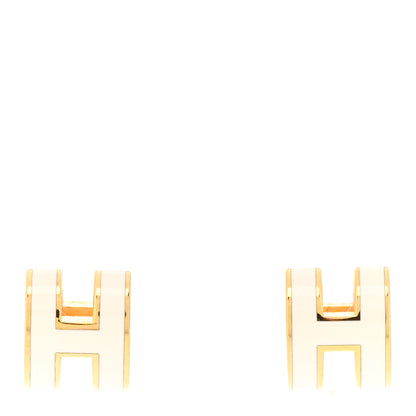 Hermes Gold Lacquered Mini Pop H Earrings White 1 of 5