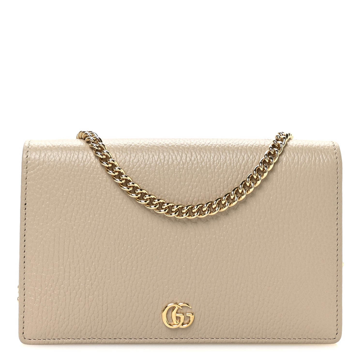 Gucci Dollar Calfskin Mini GG Marmont Chain Wallet Taupe Light Yellow 1 of 11