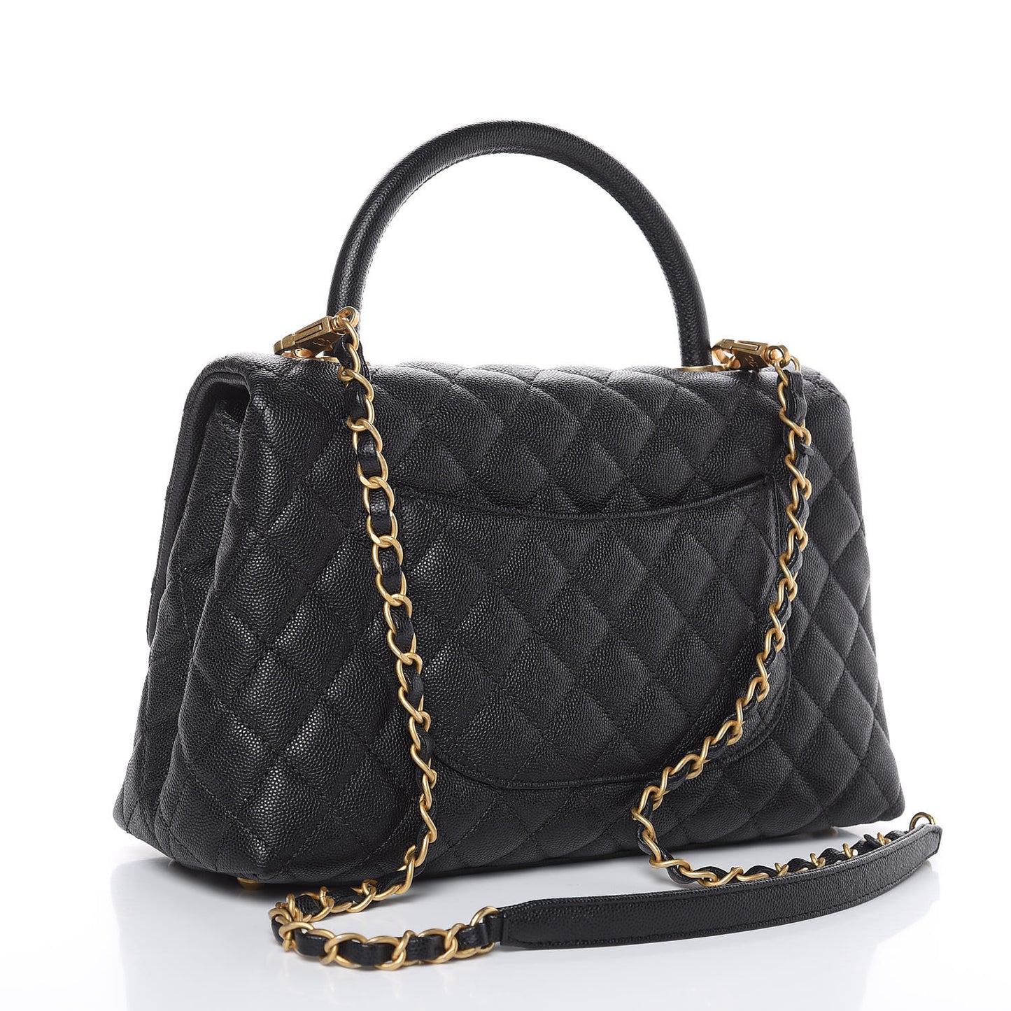 Caviar Quilted Small Coco Handle Flap Black