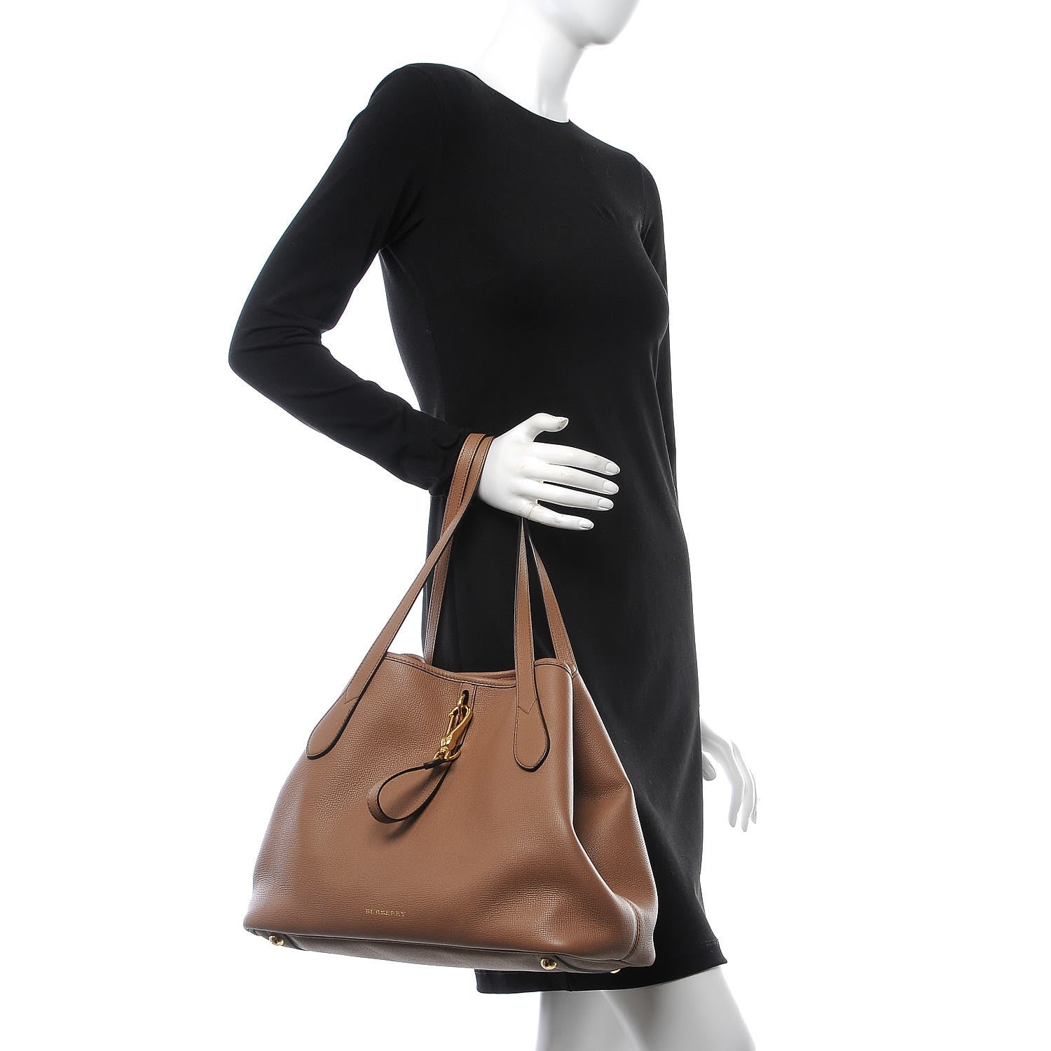 Burberry Grainy Calfskin Medium Honeybrook Tote Dark Sand 303292
