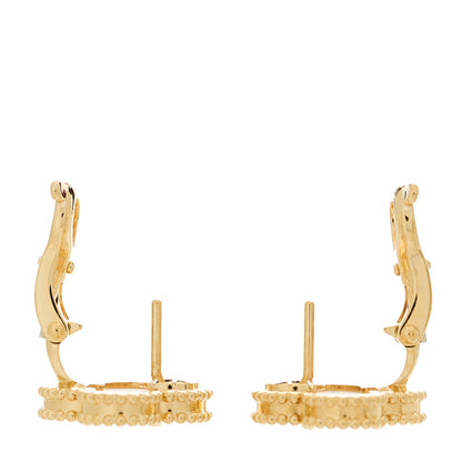 Van Cleef & Arpels 18K Yellow Gold Mother of Pearl Vintage Alhambra Earrings 3 of 5