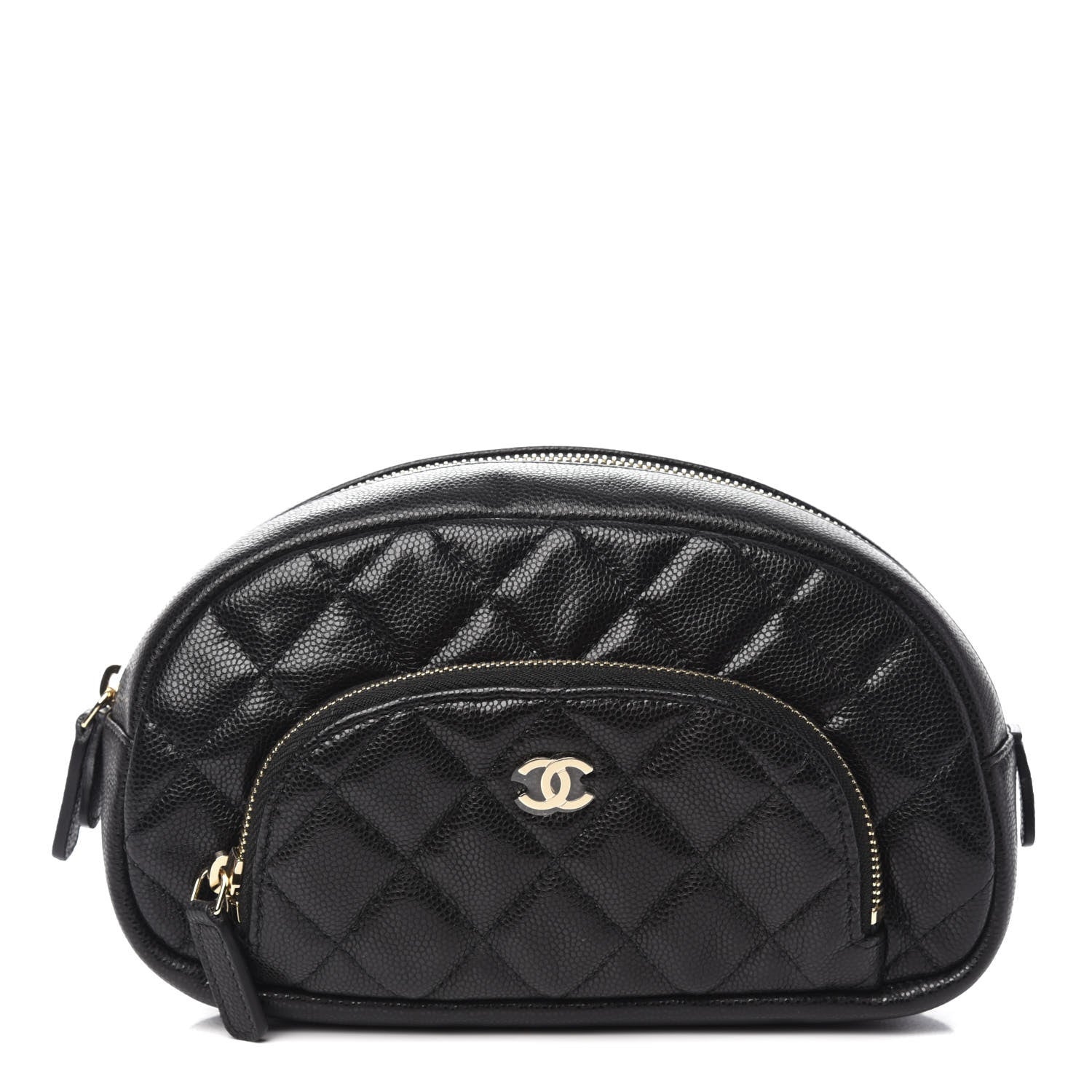 Chanel Caviar Quilted Double Zip Pouch Black 1 of 8