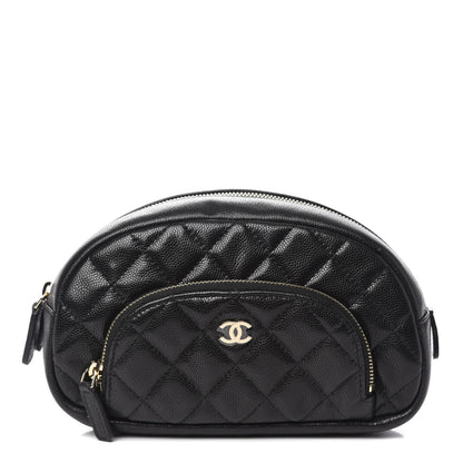Chanel Caviar Quilted Double Zip Pouch Black 1 of 8