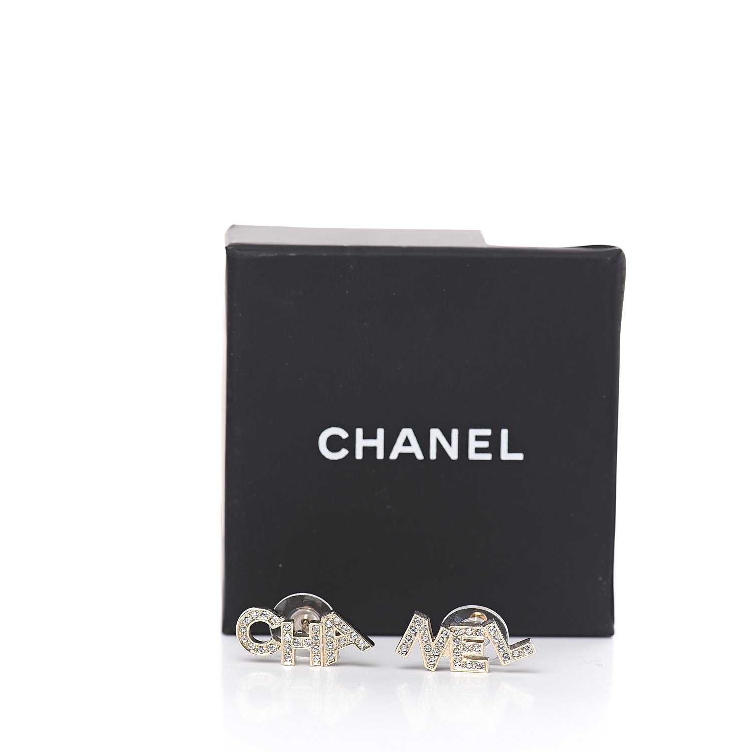 Chanel Crystal Pearl Signature Stud Earrings Gold 4 of 4