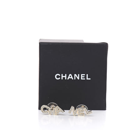 Chanel Crystal Pearl Signature Stud Earrings Gold 4 of 4