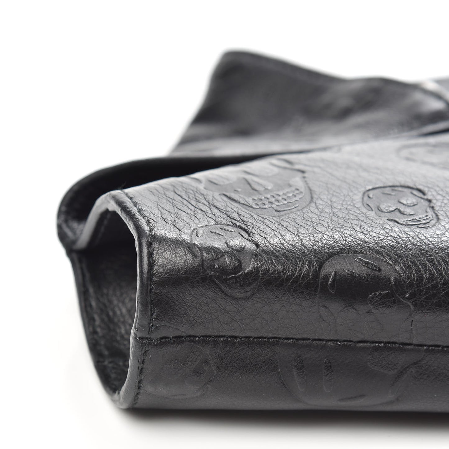 Calfskin Skull Embossed De Manta Clutch Black