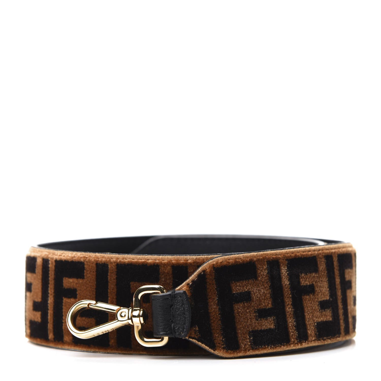 Fendi Velvet Tapestry FF Strap You Tobacco 1 of 4