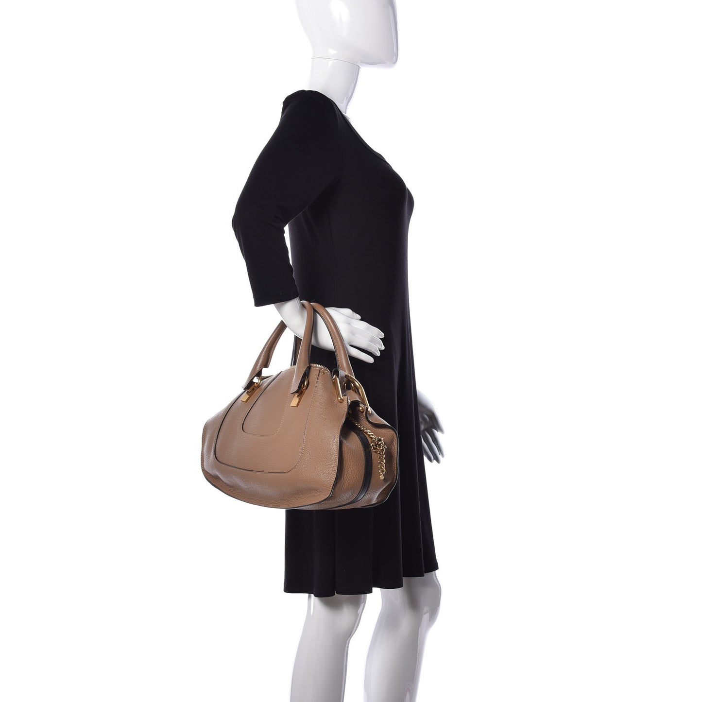 Grained Calfskin Hayley Double Carry Satchel Nut
