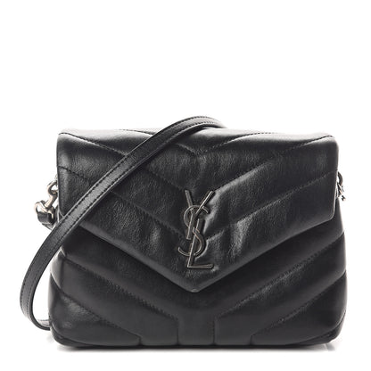Saint Laurent Calfskin Y Quilted Monogram Toy Loulou Crossbody Bag Black 1 of 8