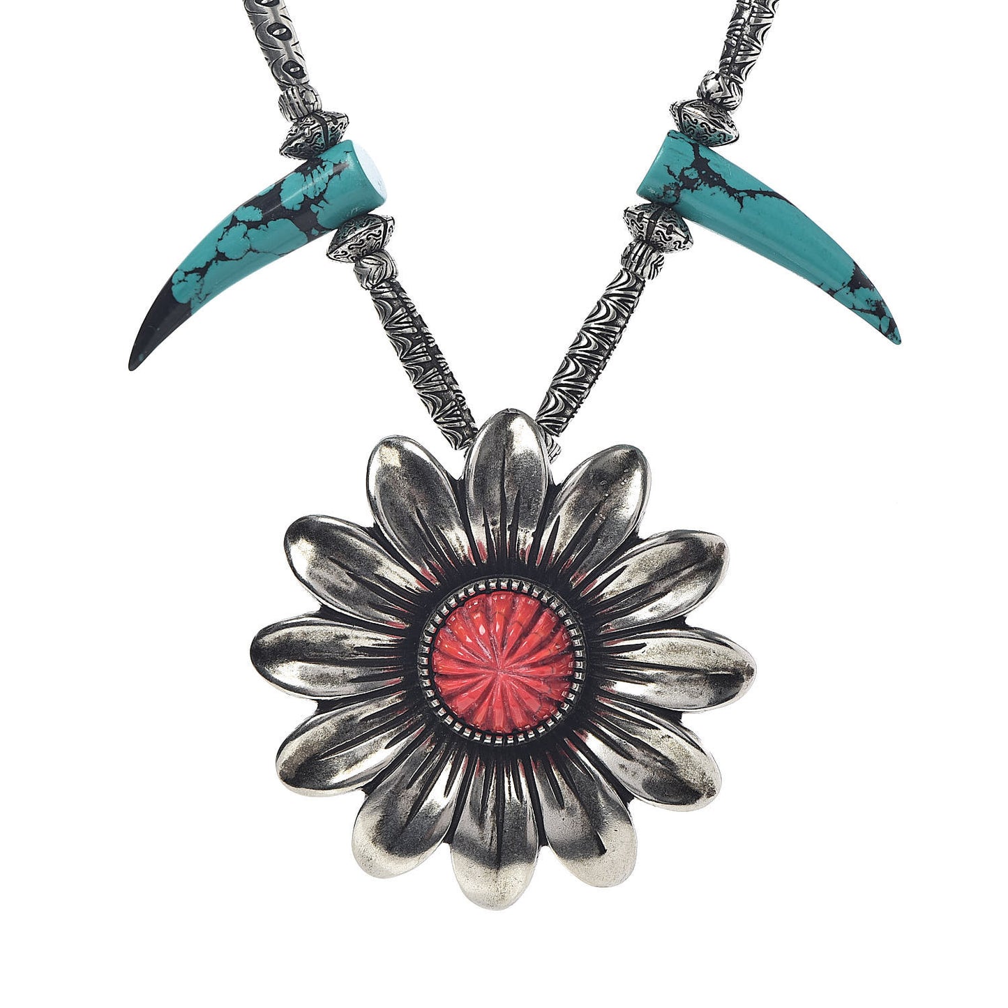 Sterling Silver Resin Marmont Flower Statement Necklace
