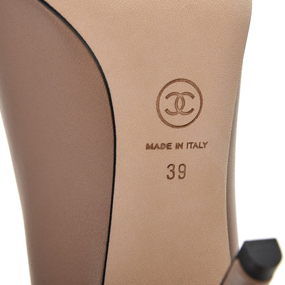 Chanel Lambskin Camellia CC Pumps 39 Light Pink Black 6 of 9