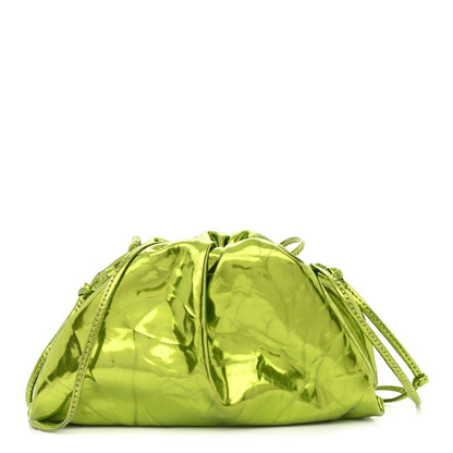 Bottega Veneta Metallic Crushed Calfskin The Mini Pouch Chlorophyll 1 of 12