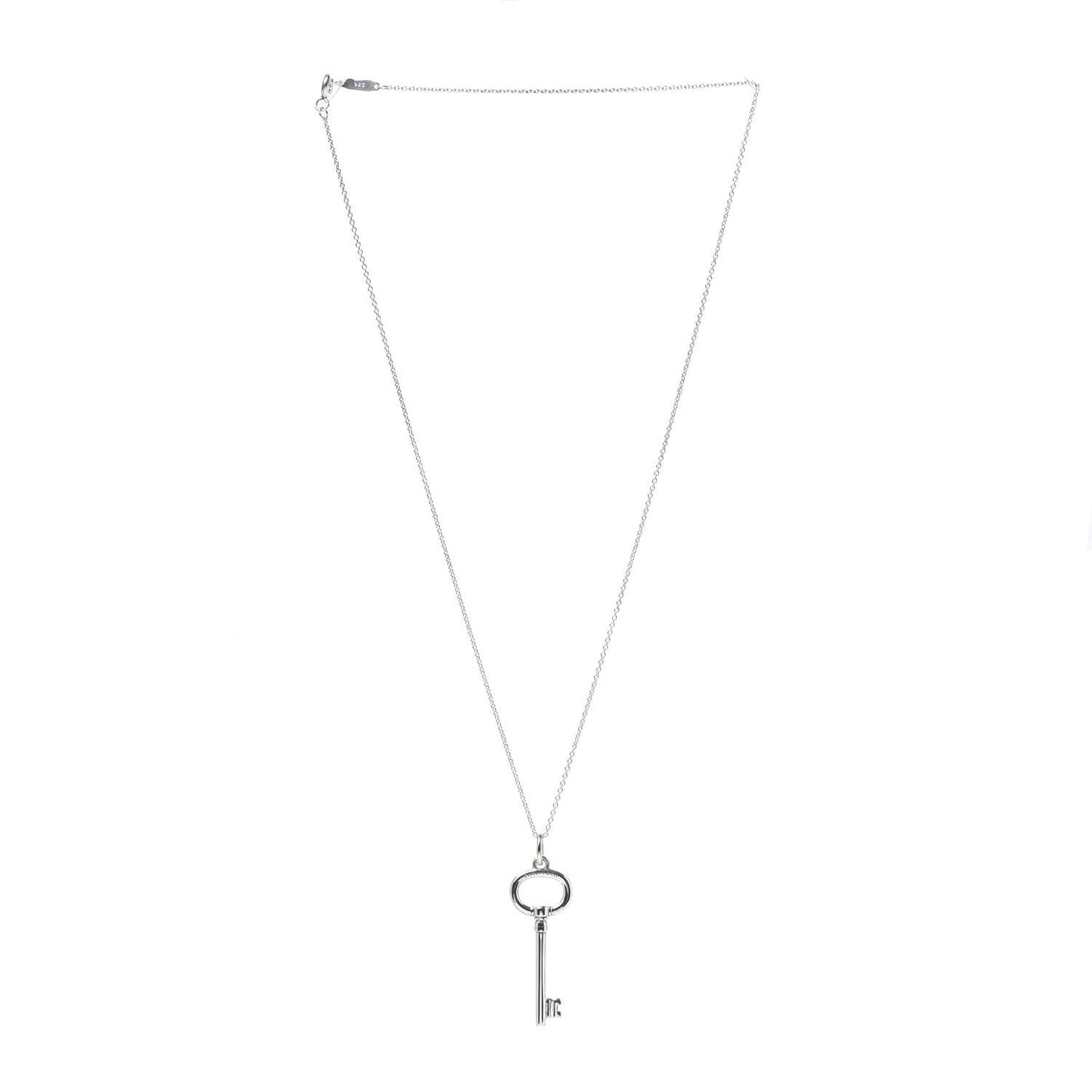 Sterling Silver Oval Key Pendant Necklace