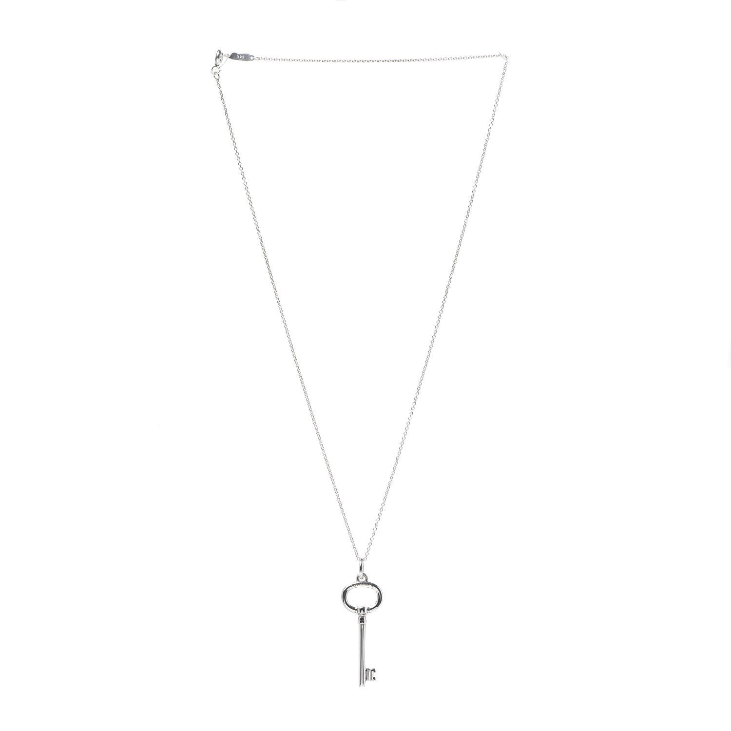 Tiffany Sterling Silver Oval Key Pendant Necklace 2 of 6