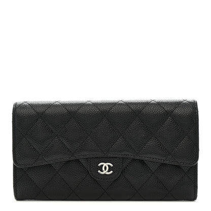 Chanel Caviar Quilted Large Gusset Flap Wallet Black 1 of 9