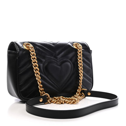 Gucci Calfskin Matelasse Mini GG Marmont Shoulder Bag Black 3 of 9